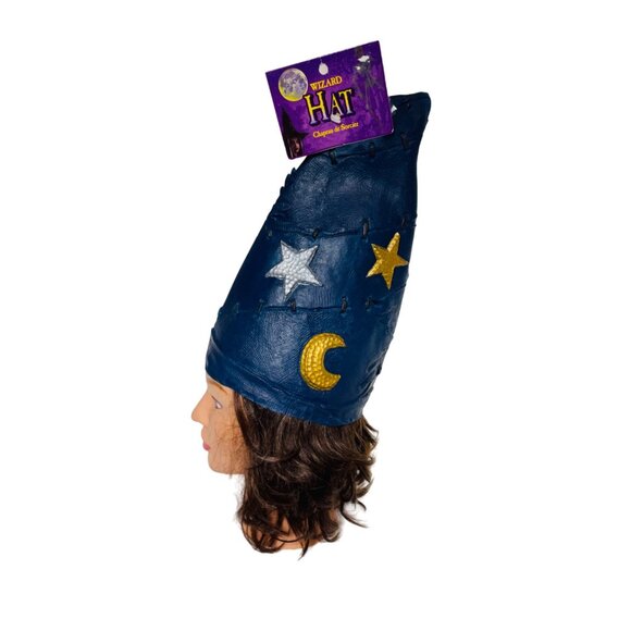 Wizard Hat Blue Stars & Moon Rubber Paper Magic Group Ages 5+ Halloween Vintage - Picture 1 of 14